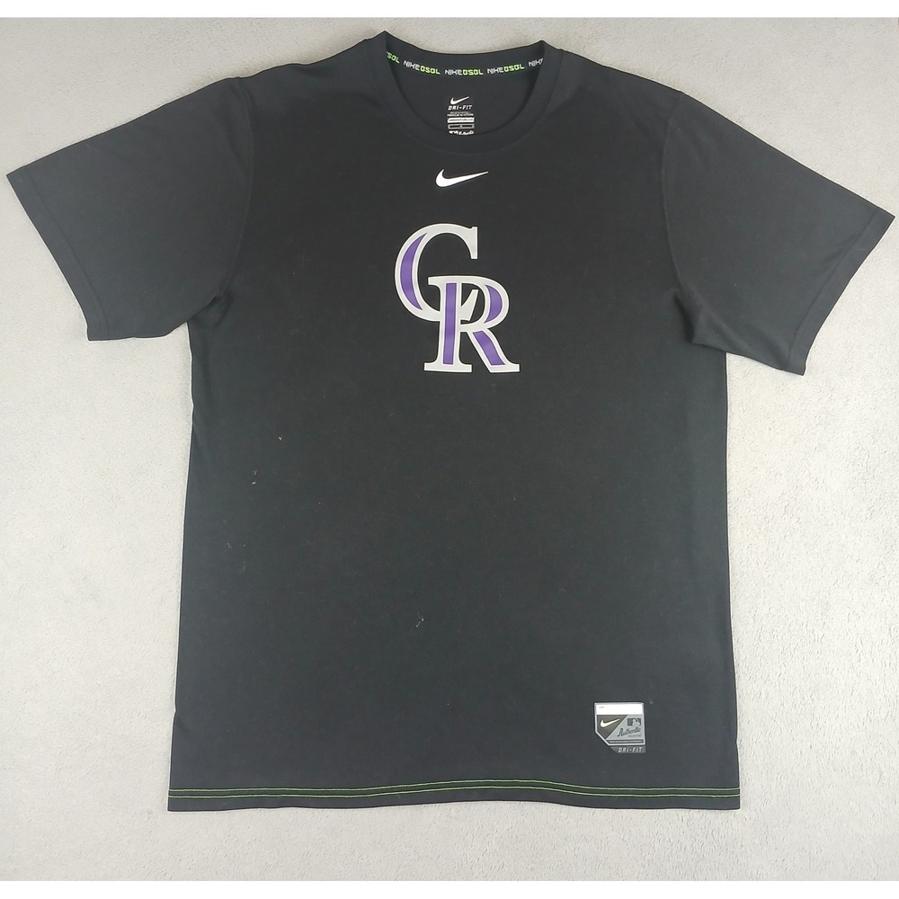 Nike Colorado Rockies Shirt Mens Medium MLB Authentic Collection Dri-FIT Black